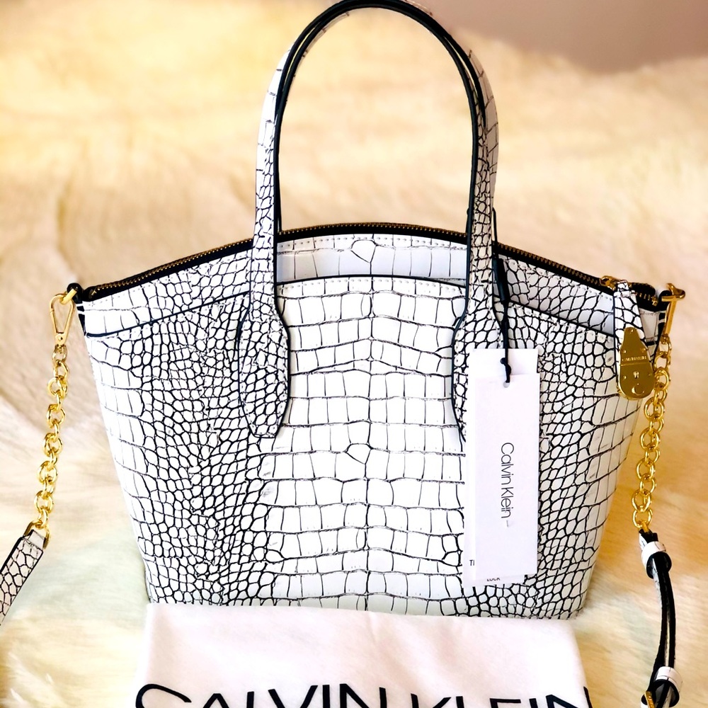 Calvin Klein Croc Embossed Satchel